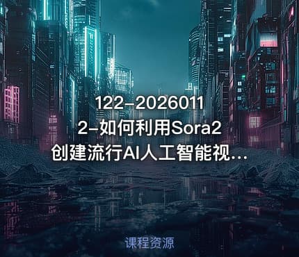 122-20260112-如何利用Sora2创建流行AI人工智能视频大师班一步一步地向你展示用Sora2创作出千万播放的作品更多资源