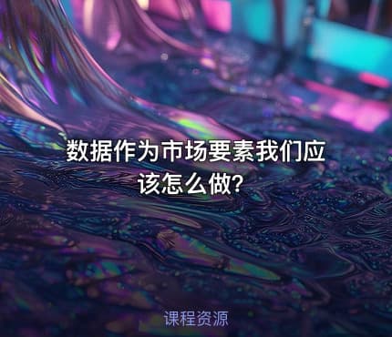 数据作为市场要素我们应该怎么做？