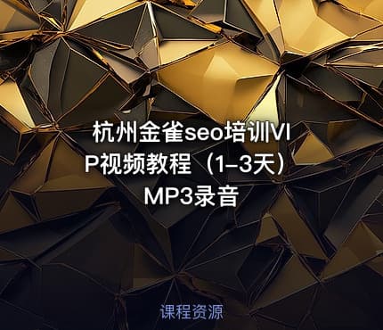 杭州金雀seo培训VIP视频教程（1-3天）MP3录音
