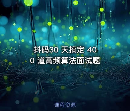 抖码30 天搞定 400 道高频算法面试题