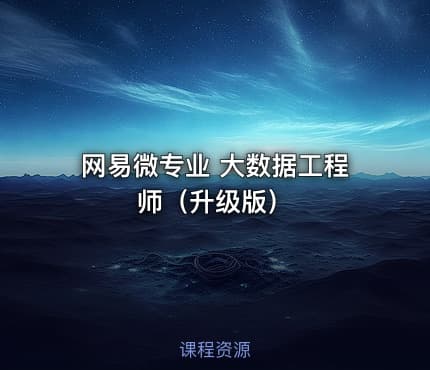 网易微专业 大数据工程师（升级版）