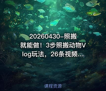 20260430-照搬就能做！3步照搬动物Vlog玩法，26条视频就能干了29W 【附教程】【赠coze一键生成工作流】