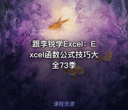 跟李锐学Excel:Excel函数公式技巧大全73季