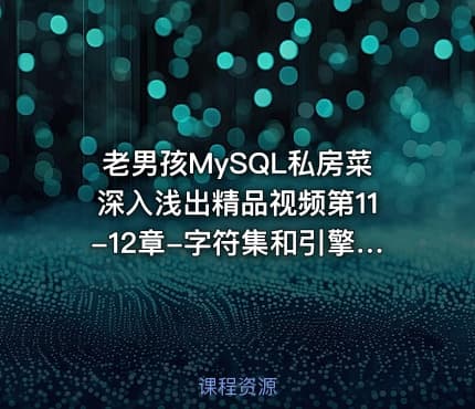 老男孩MySQL私房菜深入浅出精品视频第11-12章-字符集和引擎视频课程