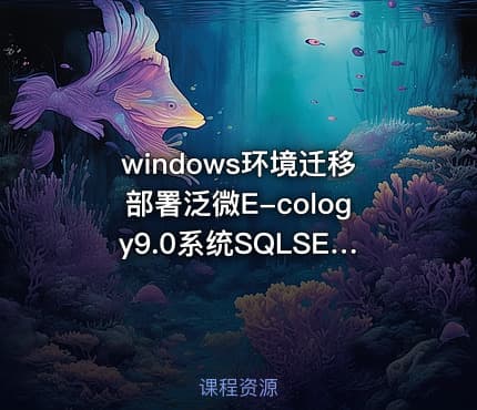 windows环境迁移部署泛微E-cology9.0系统SQLSEVER部署