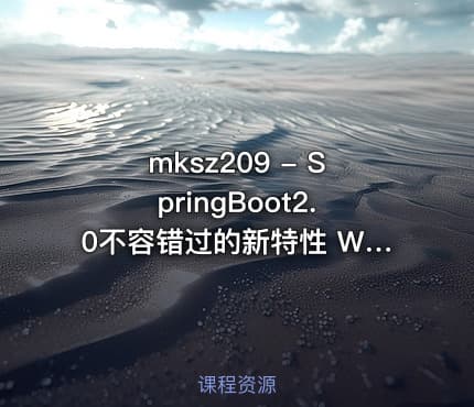 mksz209 - SpringBoot2.0不容错过的新特性 WebFlux响应式编程