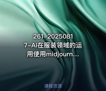 261-20250817-AI在服装领域的运用使用midjourney做服装辅助企业降低成本更多资源