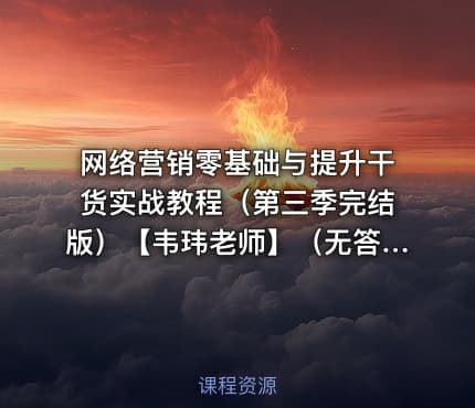网络营销零基础与提升干货实战教程(第三季完结版)【韦玮老师】(无答疑)