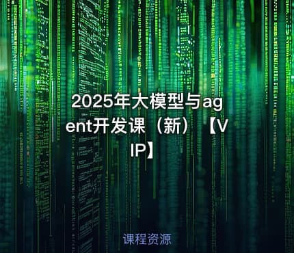 2025年大模型与agent开发课(新)【VIP】