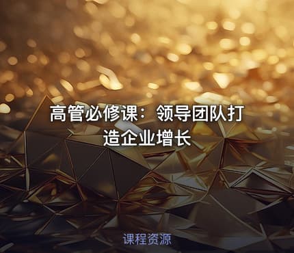 高管必修课:领导团队打造企业增长