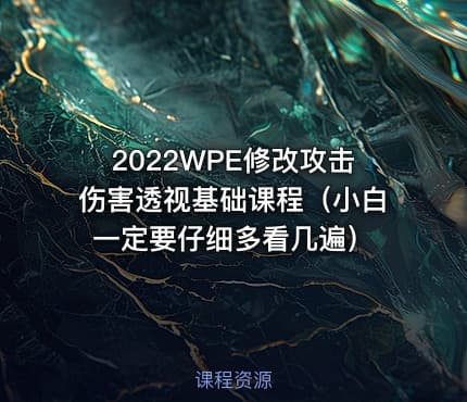 2022WPE修改攻击伤害透视基础课程(小白一定要仔细多看几遍)
