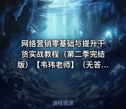 网络营销零基础与提升干货实战教程(第二季完结版)【韦玮老师】(无答疑)