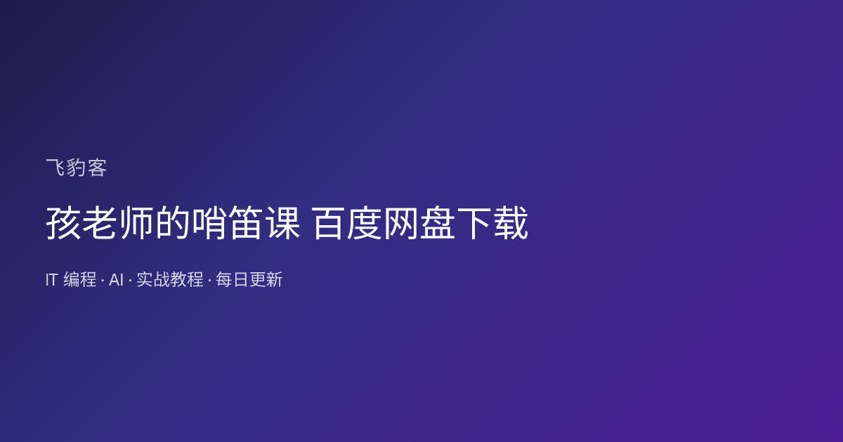 孩老师的哨笛课 百度网盘下载