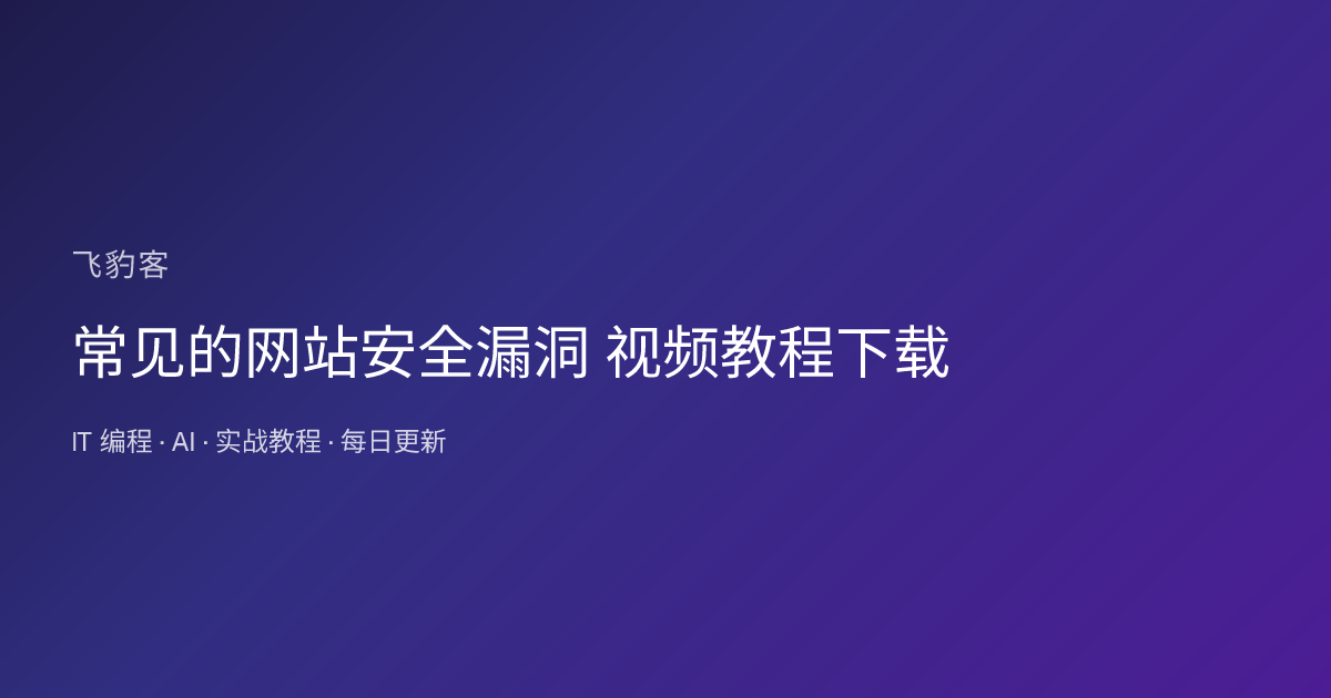 常见的网站安全漏洞 视频教程下载