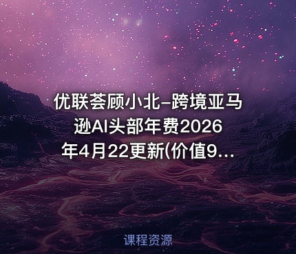 优联荟顾小北-跨境亚马逊AI头部年费2026年4月22更新(价值9800元)