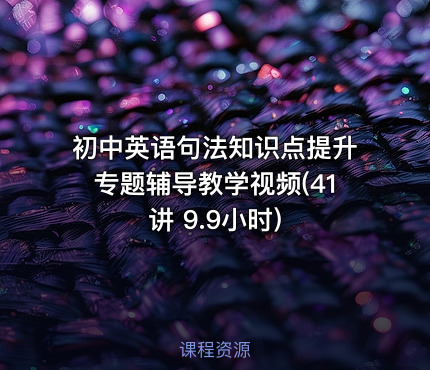 初中英语句法知识点提升专题辅导教学视频(41讲 9.9小时)