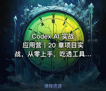 Codex AI 实战应用营|20 章项目实战,从零上手,吃透工具实现办公、短视频、开发项目完整交付
