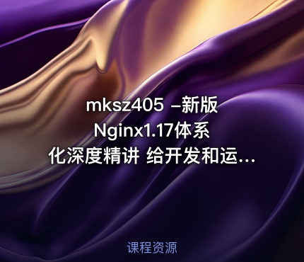 mksz405 -新版Nginx1.17体系化深度精讲 给开发和运维的刚需课程
