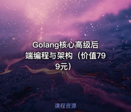 Golang核心高级后端编程与架构（价值799元）