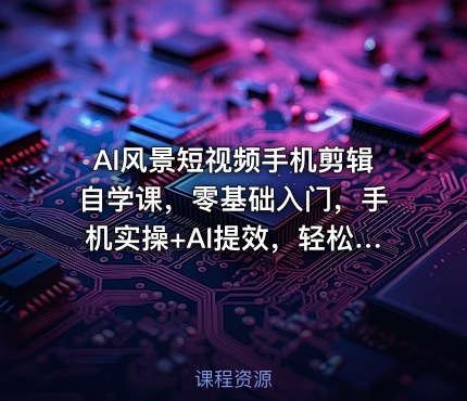 AI风景短视频手机剪辑自学课，零基础入门，手机实操+AI提效，轻松做爆款
