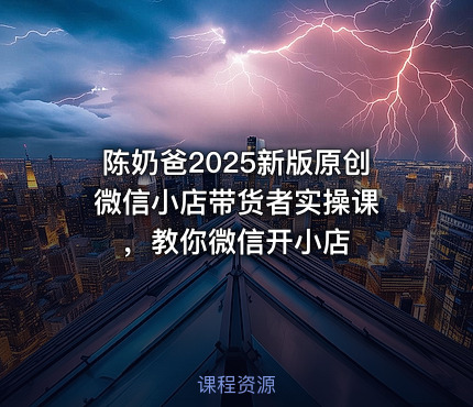 陈奶爸2025新版原创微信小店带货者实操课 ，教你微信开小店