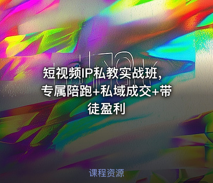 短视频IP私教实战班，专属陪跑+私域成交+带徒盈利