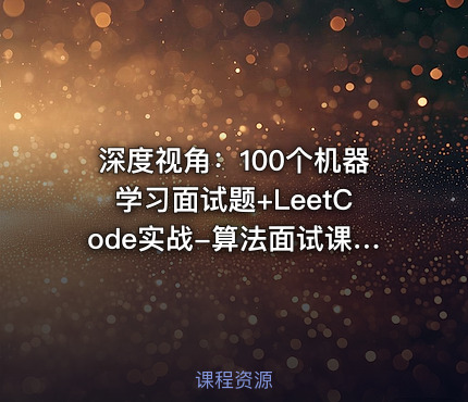 深度视角：100个机器学习面试题+LeetCode实战-算法面试课-第四期-附源码资料