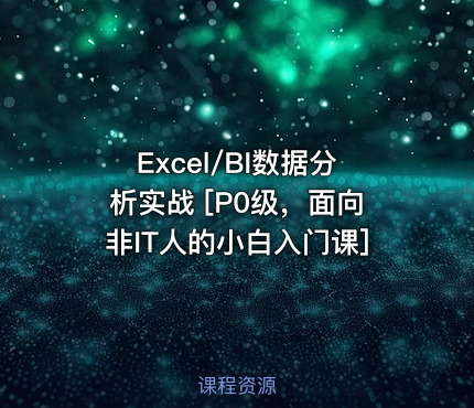 Excel/BI数据分析实战 [P0级，面向非IT人的小白入门课]