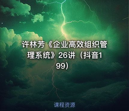 许林芳《企业高效组织管理系统》26讲（抖音199）