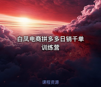 白凤电商拼多多日销千单训练营
