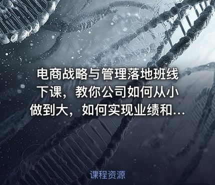 电商战略与管理落地班线下课，教你公司如何从小做到大，如何实现业绩和利润倍增