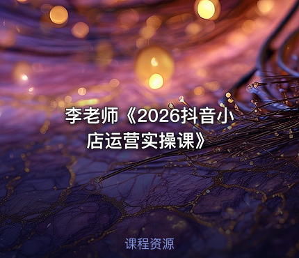 李老师《2026抖音小店运营实操课》