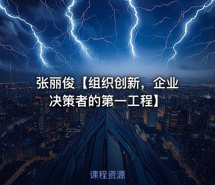 张丽俊【组织创新，企业决策者的第一工程】