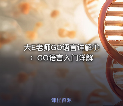 大E老师GO语言详解①：GO语言入门详解
