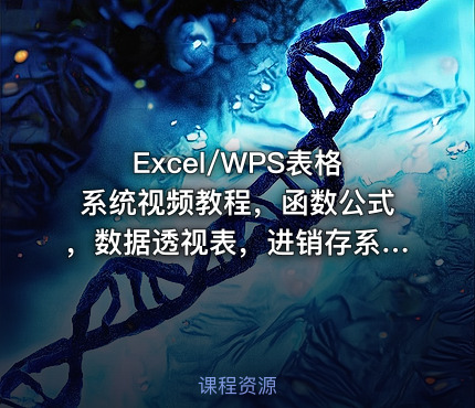 Excel/WPS表格系统视频教程，函数公式，数据透视表，进销存系统开发