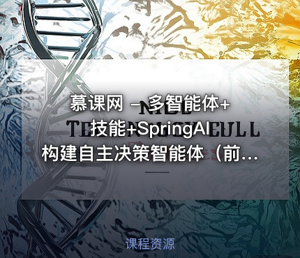 慕课网 - 多智能体+技能+SpringAI构建自主决策智能体（前11章）