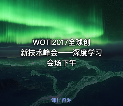 WOTI2017全球创新技术峰会——深度学习会场下午