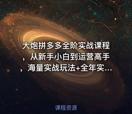 大炮拼多多全阶实战课程，从新手小白到运营高手，海量实战玩法+全年实时更新【2025年9月更新】