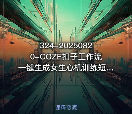324-20250820-COZE扣子工作流一键生成女生心机训练短视频保姆级教程-智能体搭建-项目实操更多资源