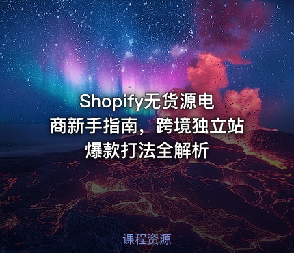 Shopify无货源电商新手指南，跨境独立站爆款打法全解析