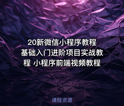 20新微信小程序教程 基础入门进阶项目实战教程 小程序前端视频教程