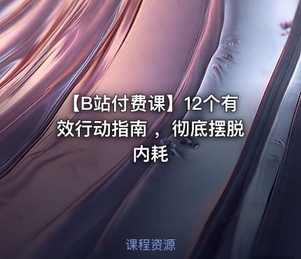 【B站付费课】12个有效行动指南 ，彻底摆脱内耗