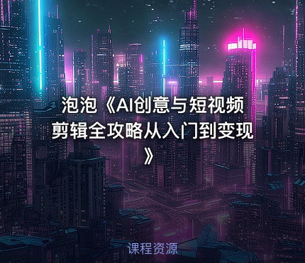 泡泡《AI创意与短视频剪辑全攻略从入门到变现》