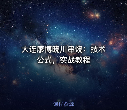 大连廖博晓川串烧：技术公式，实战教程