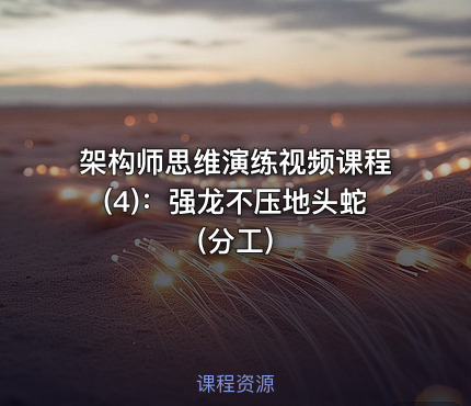 架构师思维演练视频课程(4)：强龙不压地头蛇(分工)