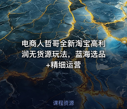 电商人哲哥全新淘宝高利润无货源玩法，蓝海选品+精细运营