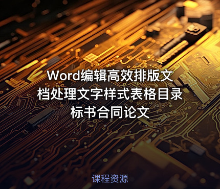 Word编辑高效排版文档处理文字样式表格目录标书合同论文