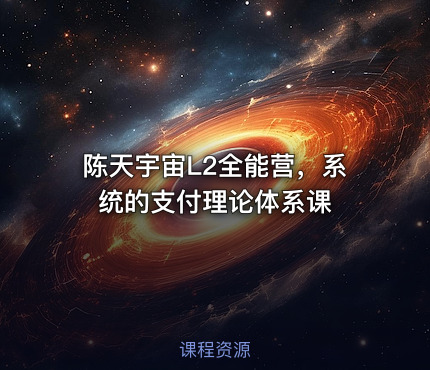 陈天宇宙L2全能营，系统的支付理论体系课