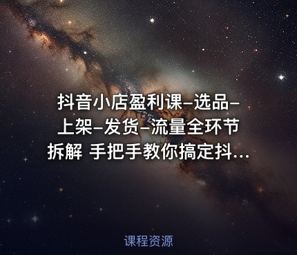 抖音小店盈利课-选品-上架-发货-流量全环节拆解 手把手教你搞定抖店运营