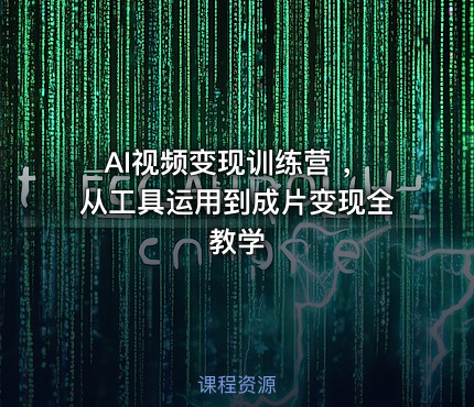 AI视频变现训练营 ，从工具运用到成片变现全教学